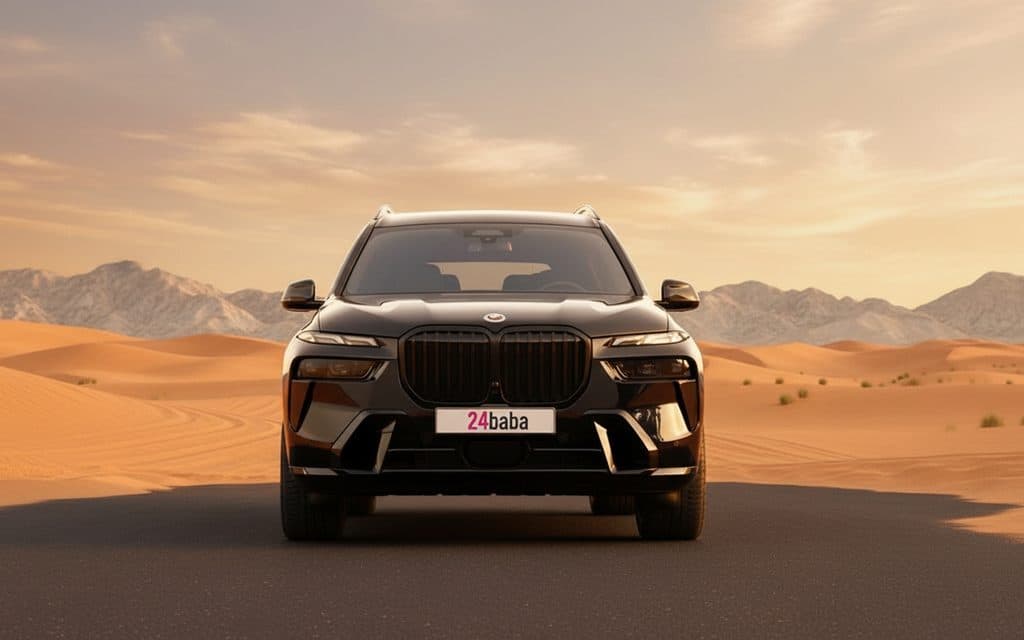 Bmw X7 2023 Black front view with headlights