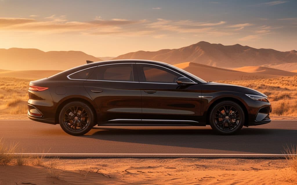 Byd Han 2024 Black side profile – rental in Dubai