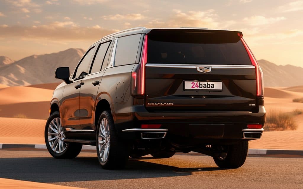 Cadillac Escalade 2021 Black rear view showing taillights
