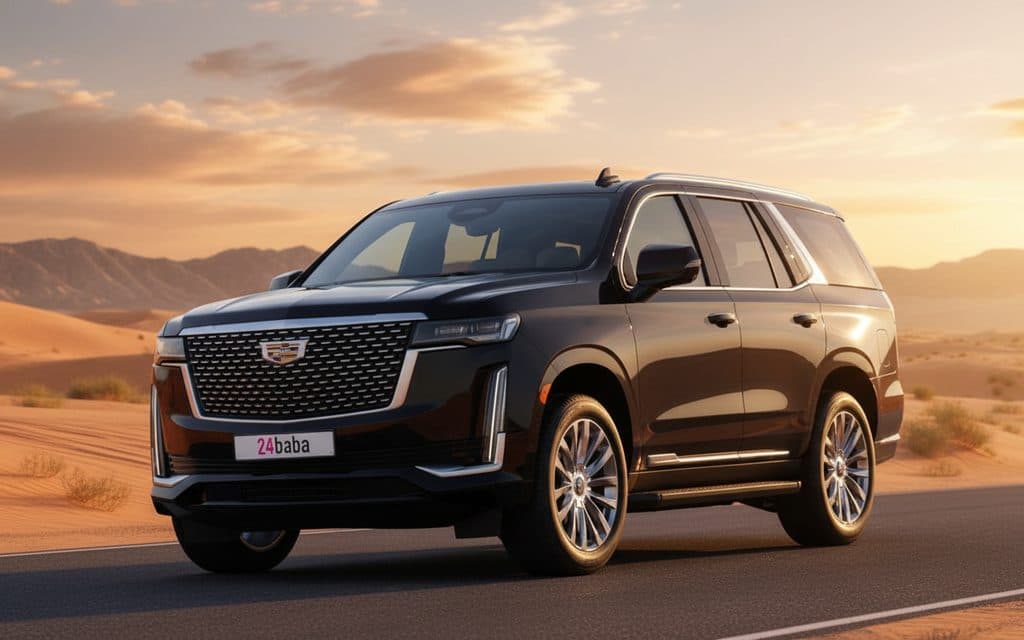 Cadillac Escalade 2022 Black front view with headlights