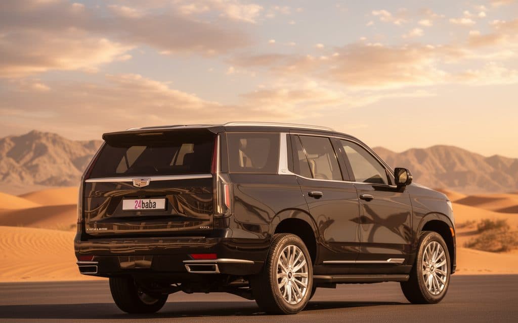 Cadillac Escalade 2022 Black rear view showing taillights