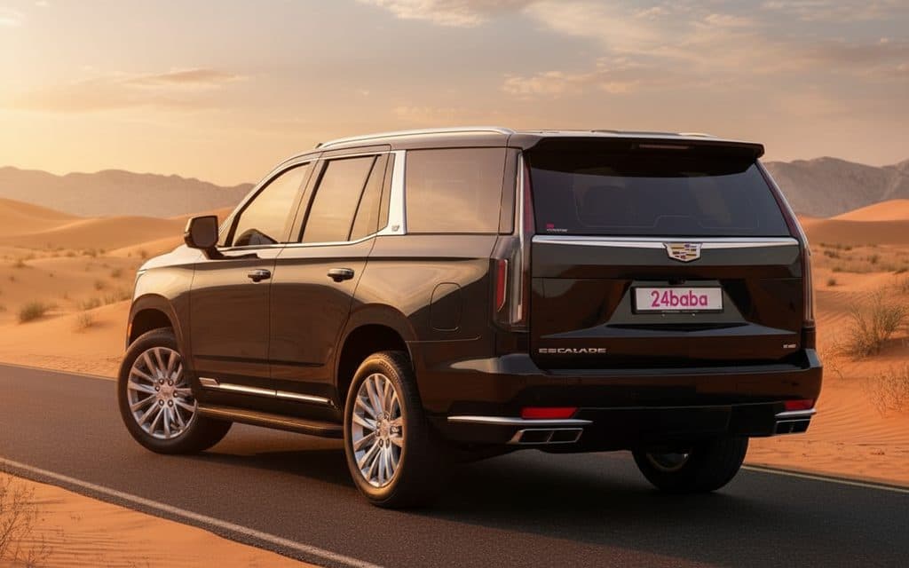 Cadillac Escalade 2022 Black rear view showing taillights