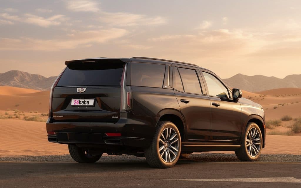 Cadillac Escalade 2022 Black rear view showing taillights