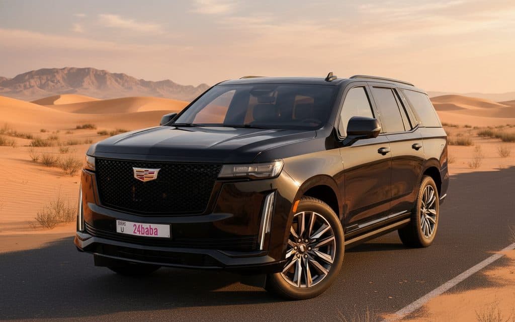 Cadillac Escalade 2022 Black front view with headlights