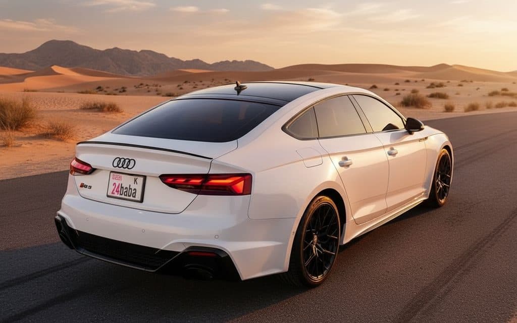Audi A5 2021 White rear view showing taillights
