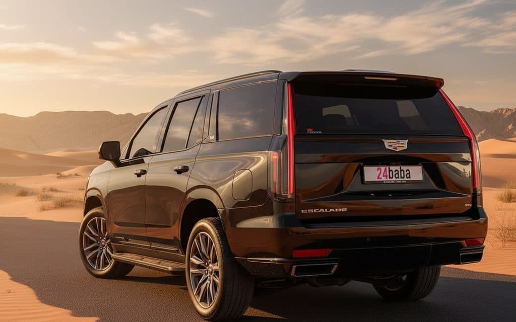 Cadillac Escalade 2022 Black rear view showing taillights