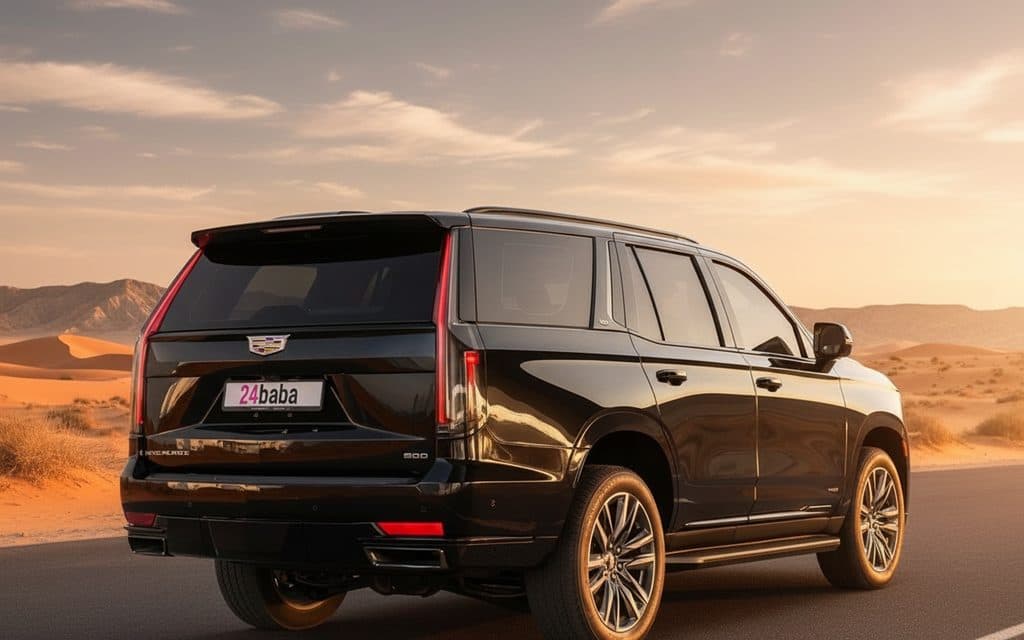 Cadillac Escalade 2022 Black rear view showing taillights
