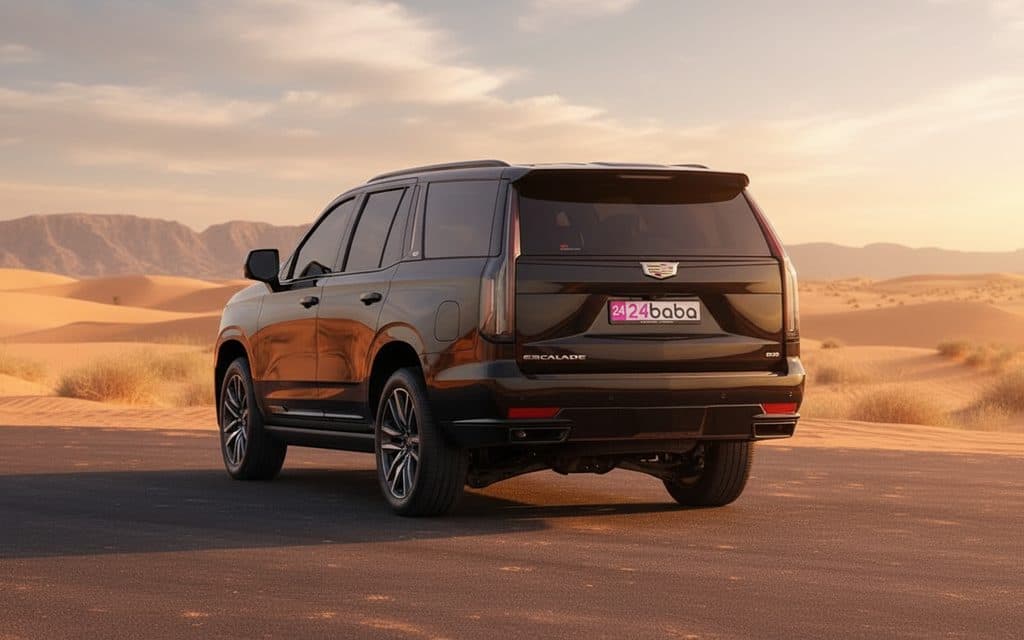 Cadillac Escalade 2023 Black rear view showing taillights