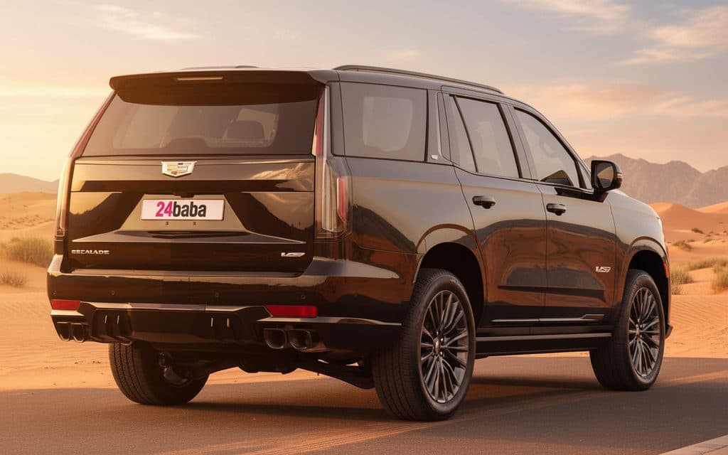 Cadillac Escalade 2023 Black rear view showing taillights