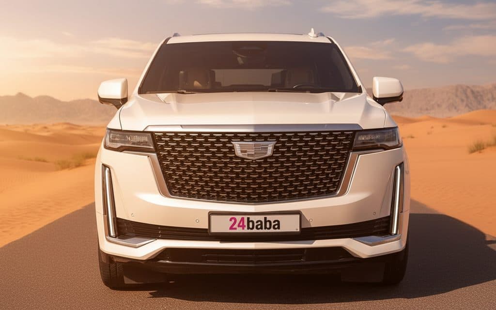 Cadillac Escalade 2022 White front view with headlights