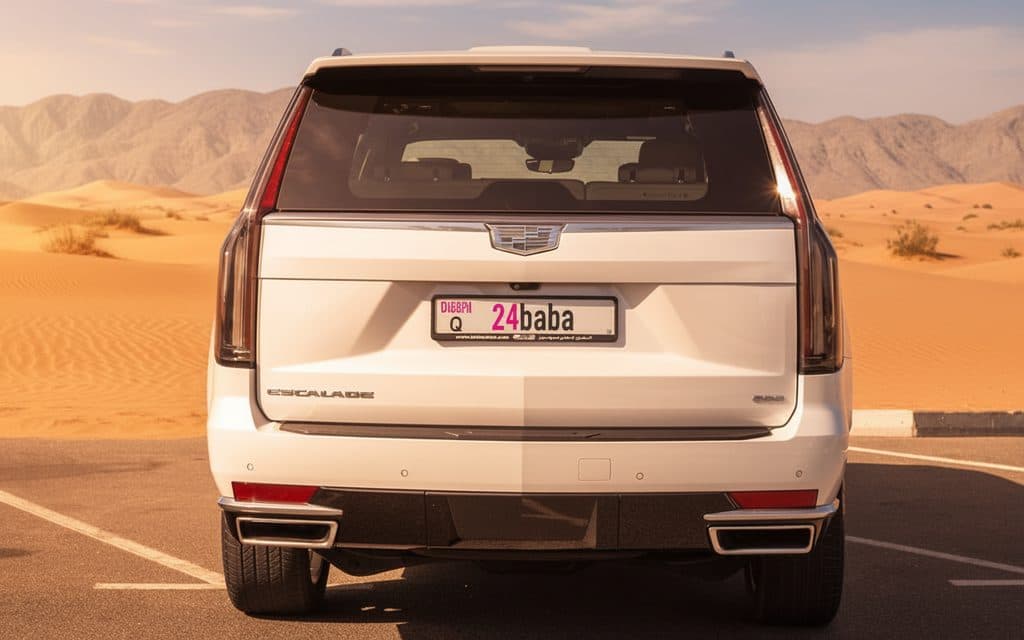 Cadillac Escalade 2022 White rear view showing taillights
