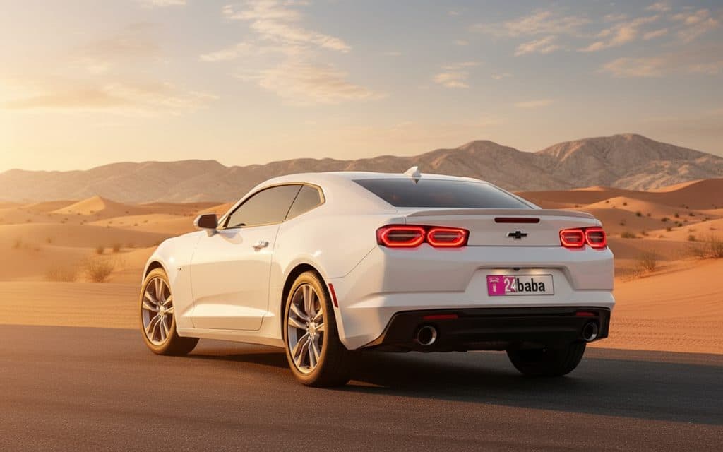 Chevrolet Camaro 2021 White rear view showing taillights