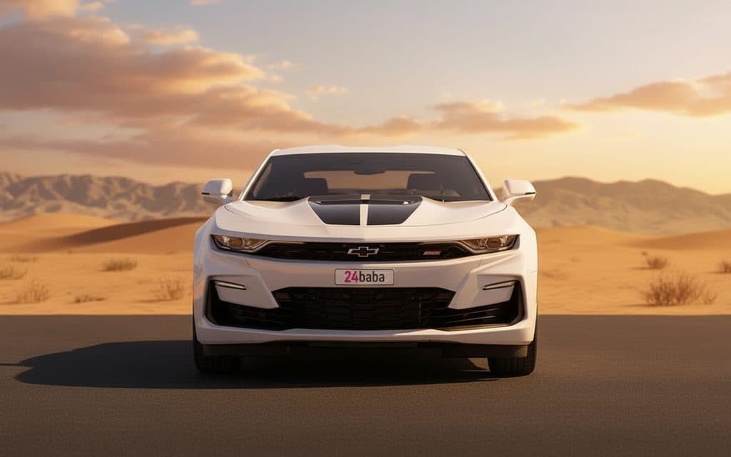 Chevrolet Camaro 2023 White front view with headlights