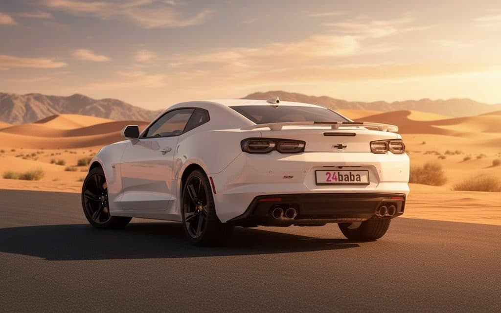 Chevrolet Camaro 2023 White rear view showing taillights