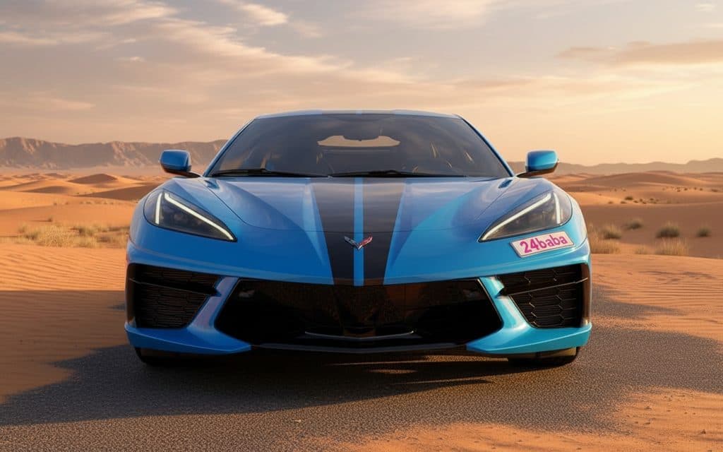 Chevrolet Corvette 2022 Blue front view with headlights