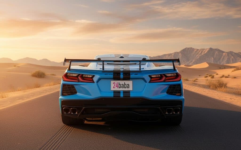 Chevrolet Corvette 2022 Blue rear view showing taillights