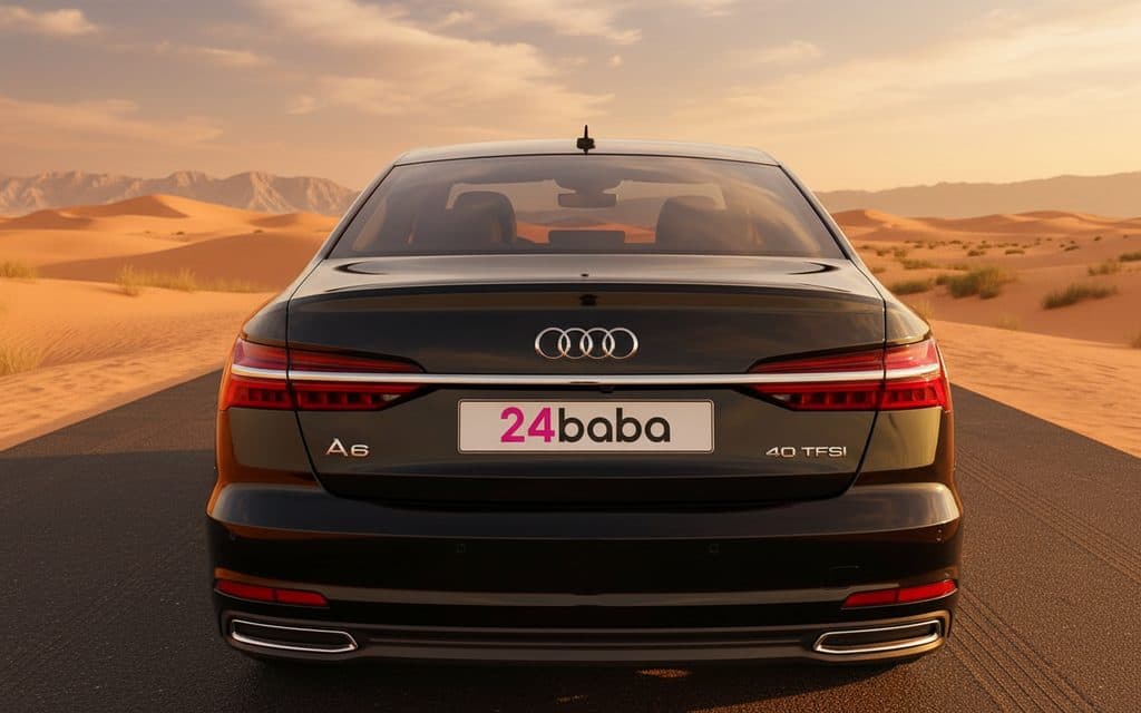 Audi A6 2022 Black rear view showing taillights