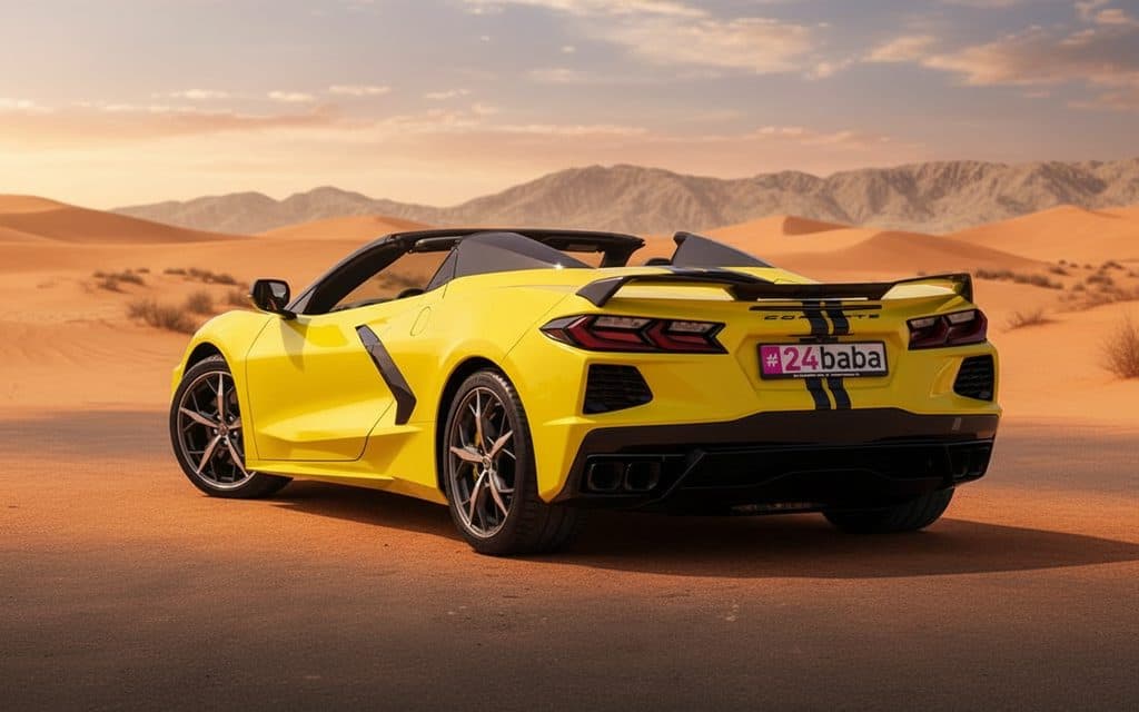 Chevrolet Corvette 2023 Yellow rear view showing taillights