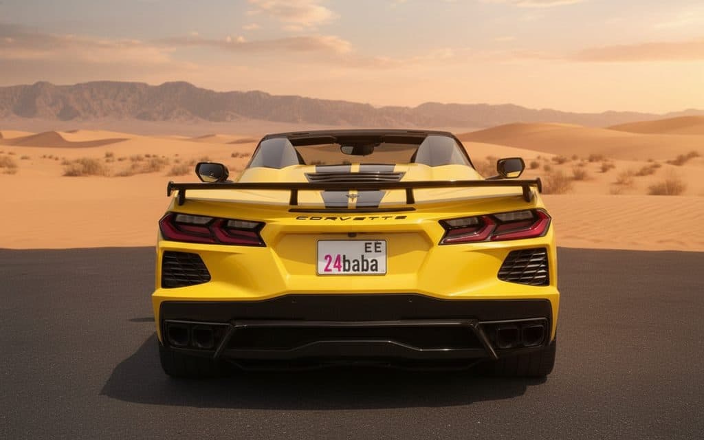 Chevrolet Corvette 2025 Yellow rear view showing taillights