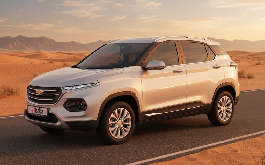 Chevrolet Groove 2023 Silver front view with headlights