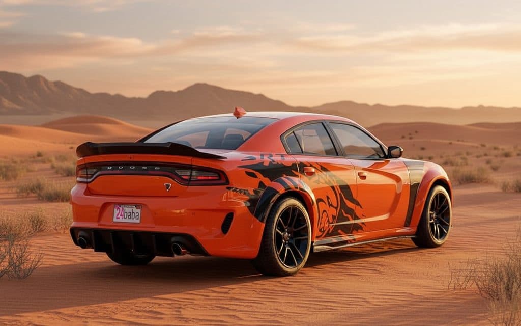 Dodge Charger 2020 Orange rear view showing taillights