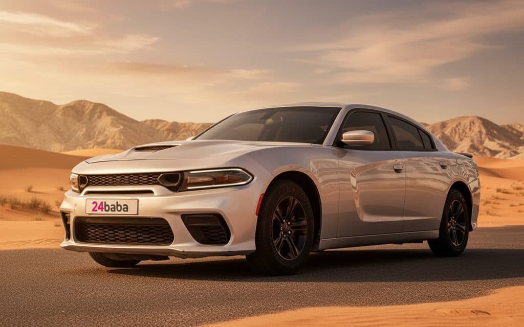 Dodge Charger 2025 Silver front view with headlights