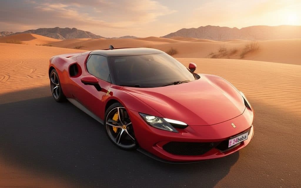 Ferrari 296 2024 Red front view with headlights