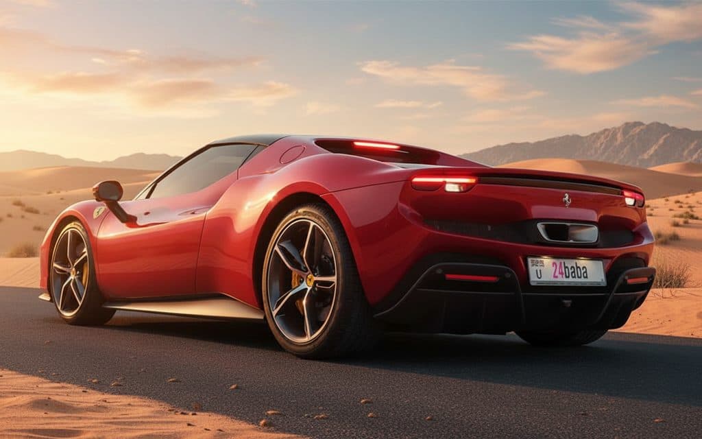 Ferrari 296 2024 Red rear view showing taillights