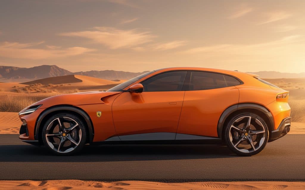 Ferrari Purosangue 2024 Orange side profile