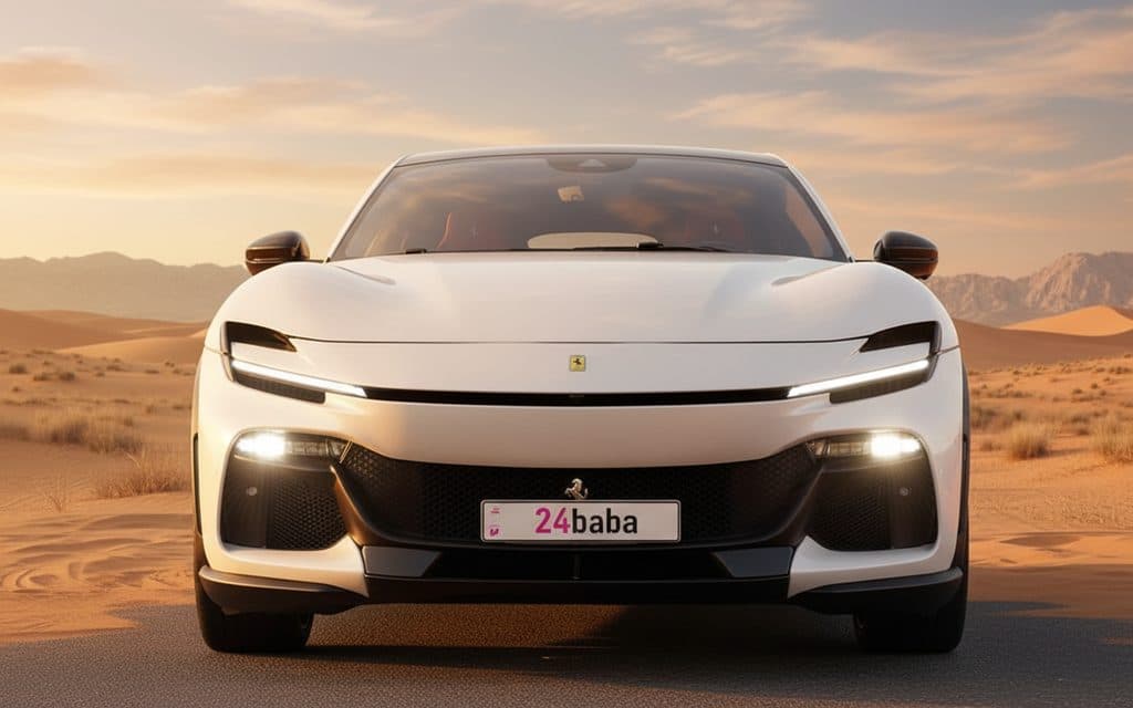 Ferrari Purosangue 2024 White front view with headlights