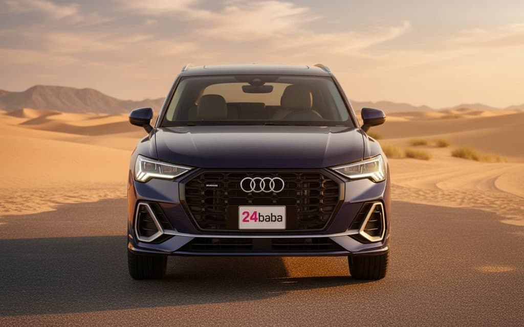 Audi Q3 2024 Blue front view with headlights