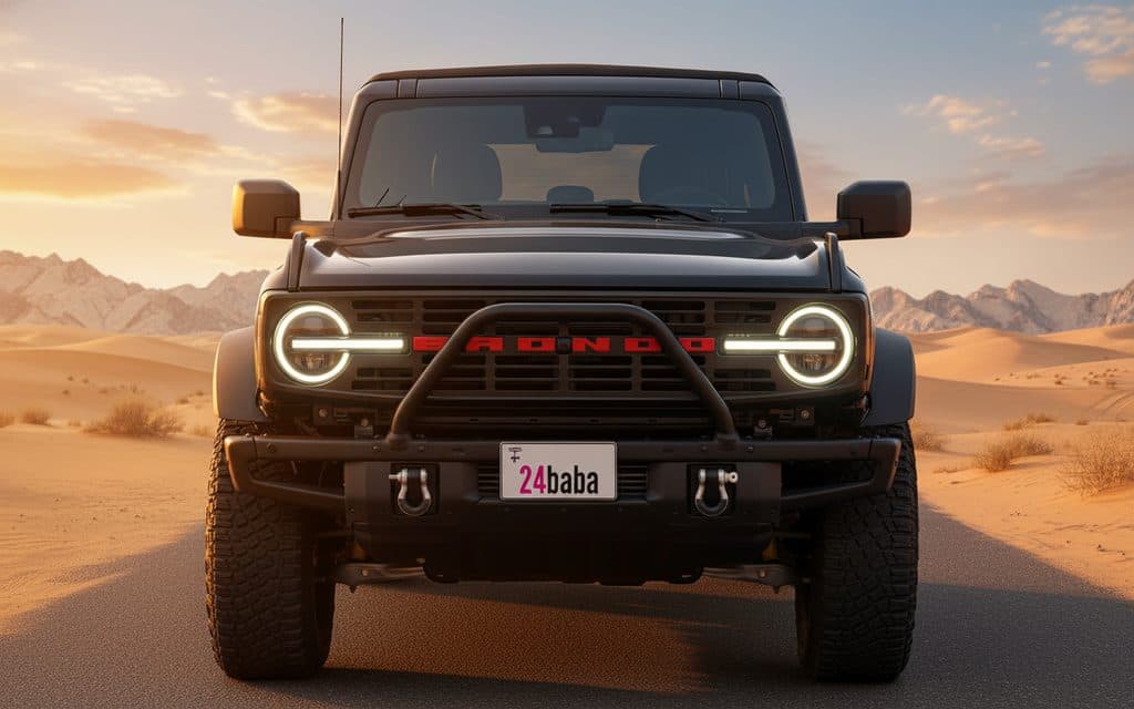 Ford Bronco 2022 Black front view with headlights