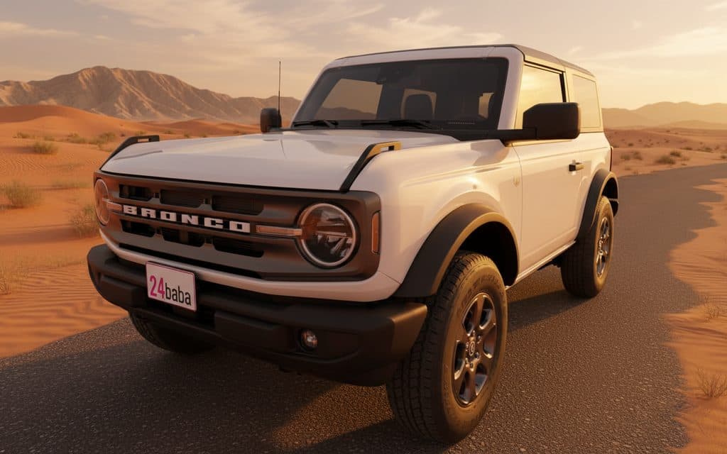 Ford Bronco 2021 White front view with headlights
