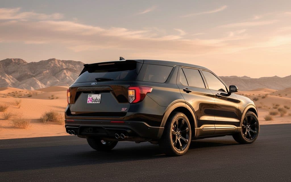 Ford Explorer 2021 Black rear view showing taillights