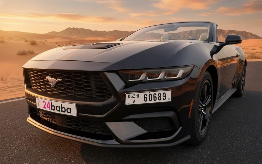 Ford Mustang 2024 Grey front view with headlights