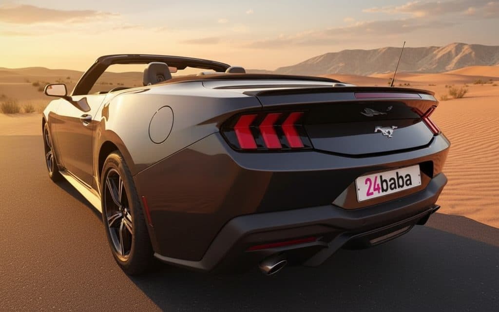 Ford Mustang 2024 Grey rear view showing taillights