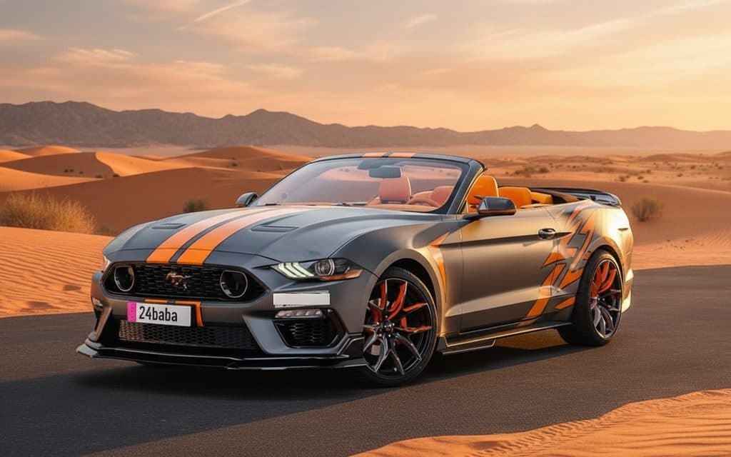 Ford Mustang 2025 Grey front view with headlights