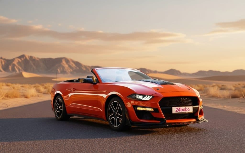 Ford Mustang 2022 Orange front view with headlights