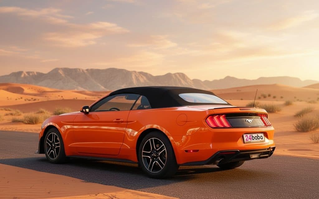 Ford Mustang 2022 Orange rear view showing taillights