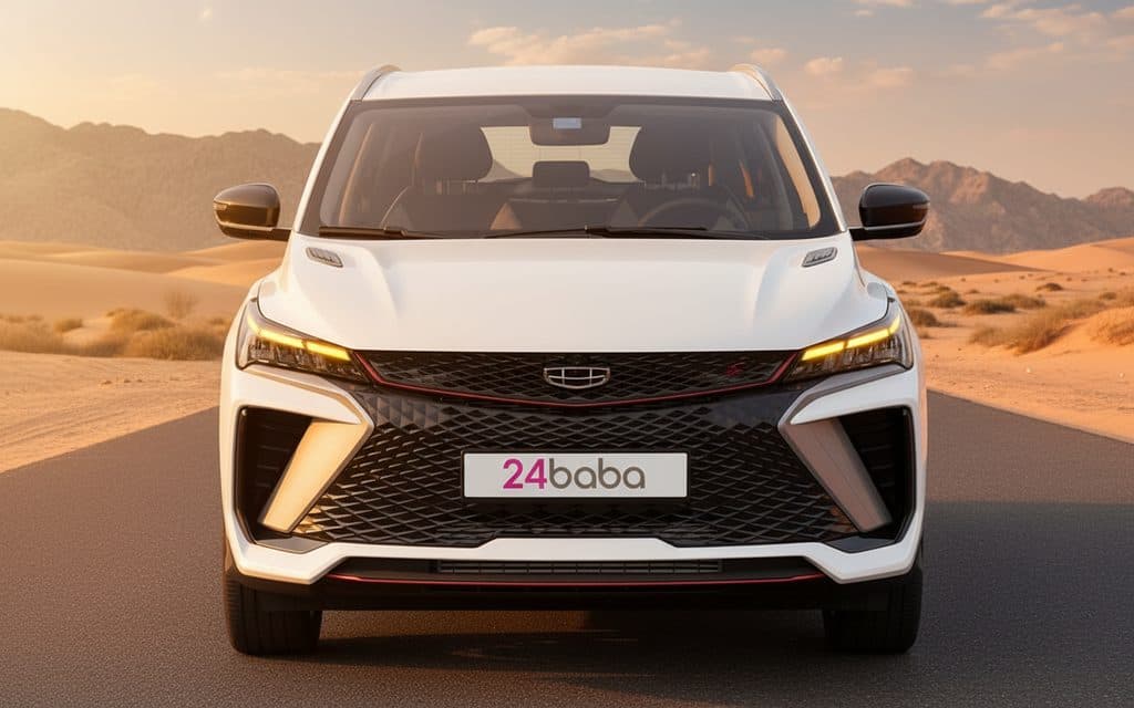 Geely Coolray 2026 White front view with headlights