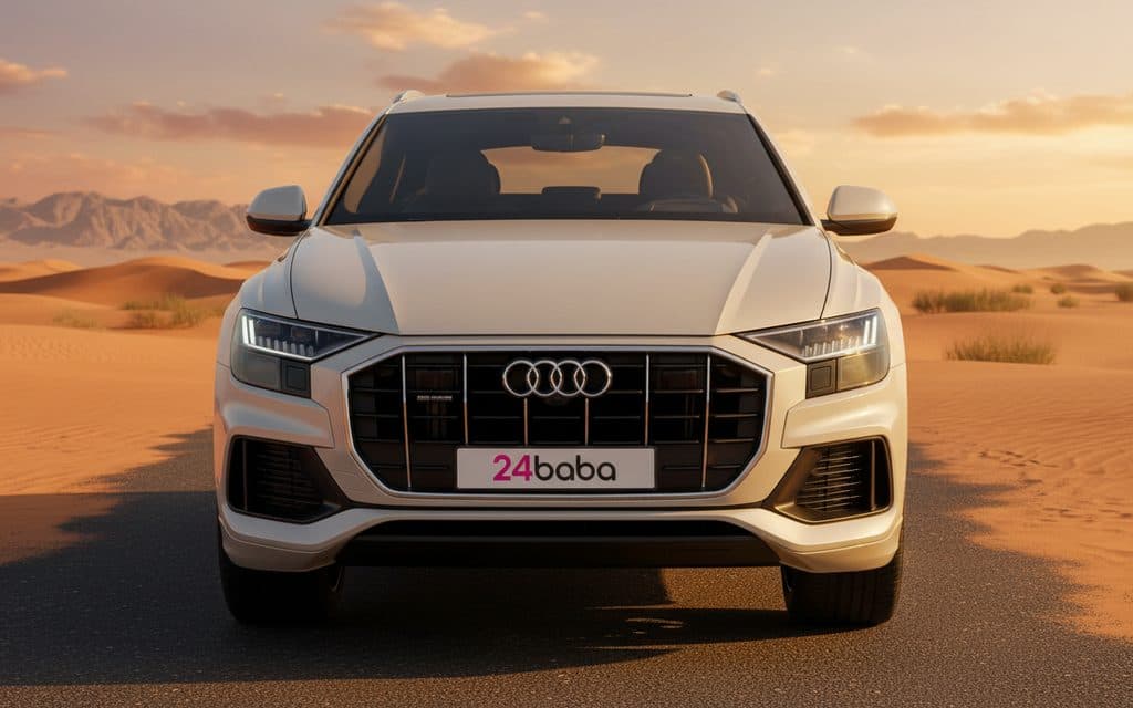 Audi Q8 2024 Beige front view with headlights