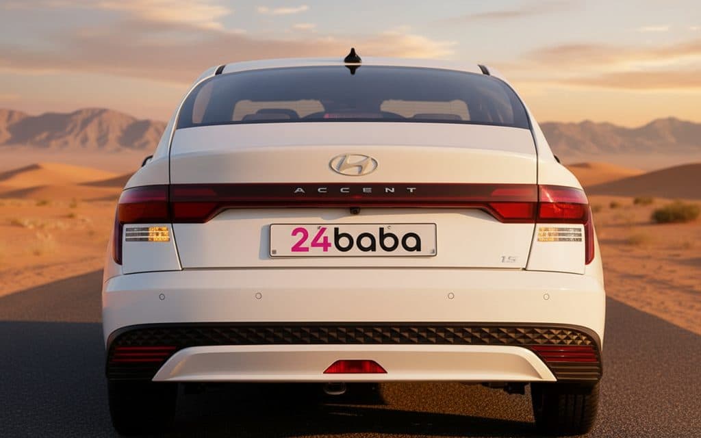 Hyundai Accent 2024 White rear view showing taillights