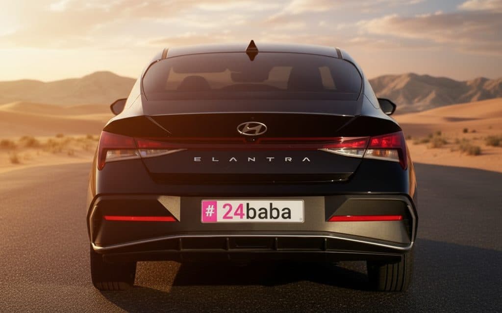 Hyundai Elantra 2024 Black rear view showing taillights