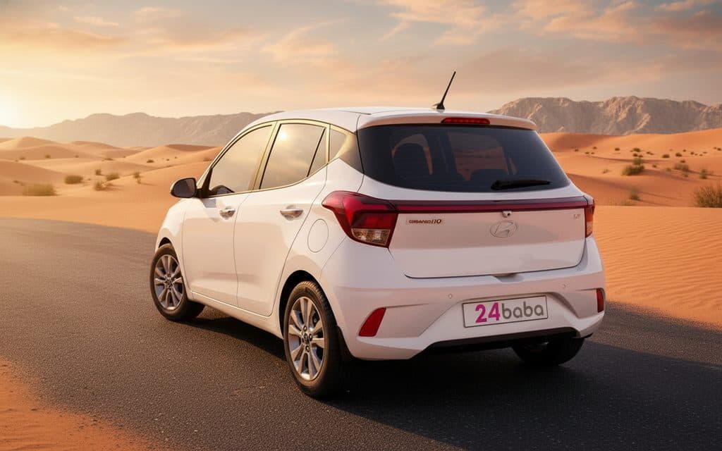 Hyundai GrandI10 2025 White rear view showing taillights