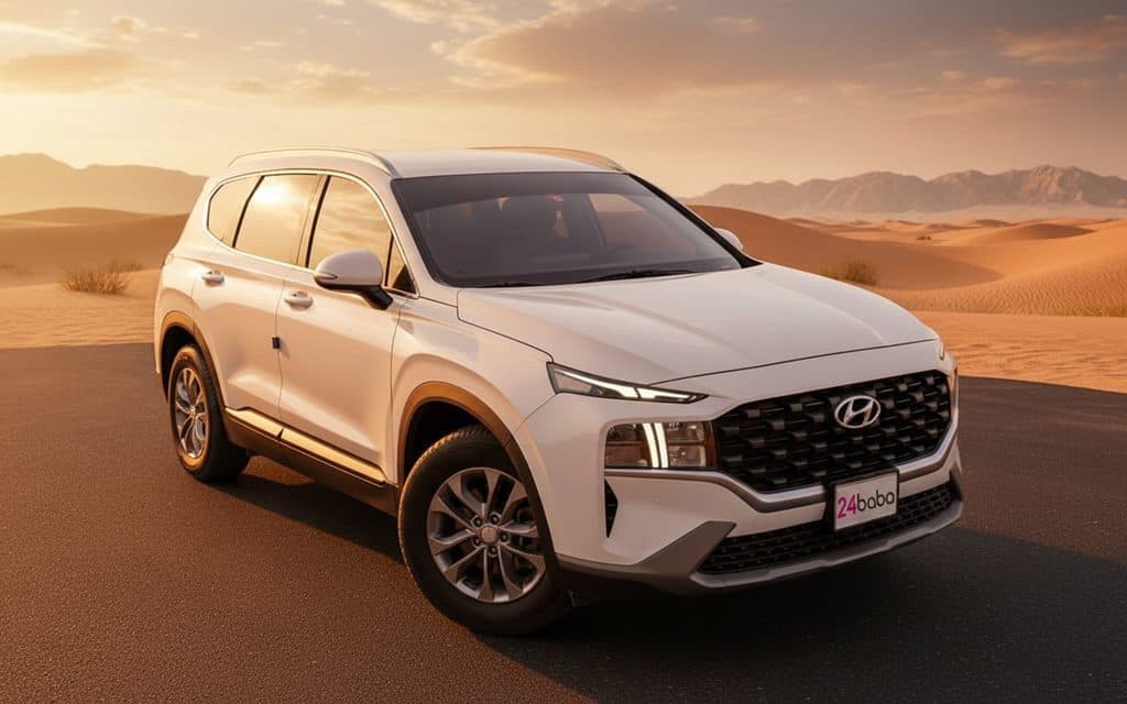 Hyundai SantaFe 2023 White - Rent in Dubai