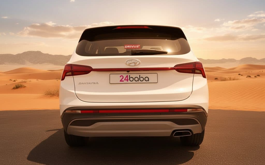 Hyundai Santa Fe 2023 White rear view showing taillights