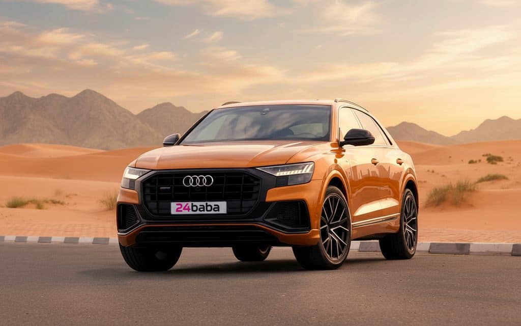 Audi Q8 2021 Orange rental in Dubai