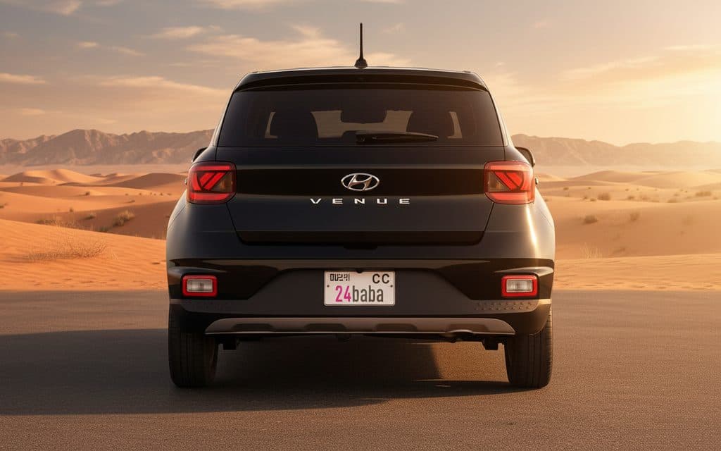Hyundai Venue 2023 Black rear view showing taillights