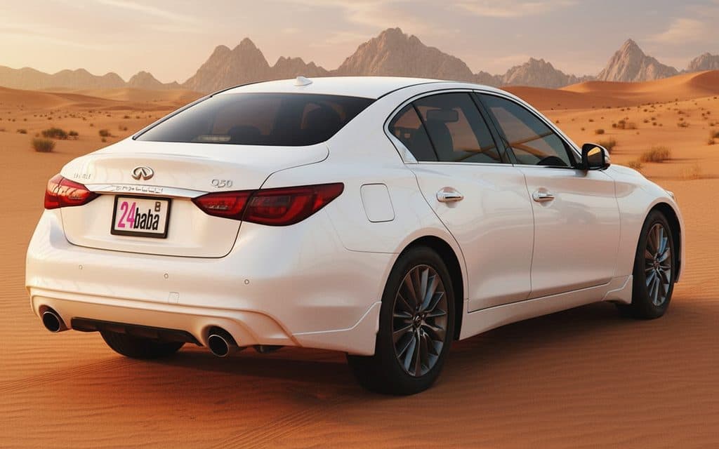 Infiniti Q50 2022 White rear view showing taillights