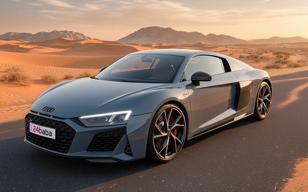Audi R8 2021 Grey front view with headlights